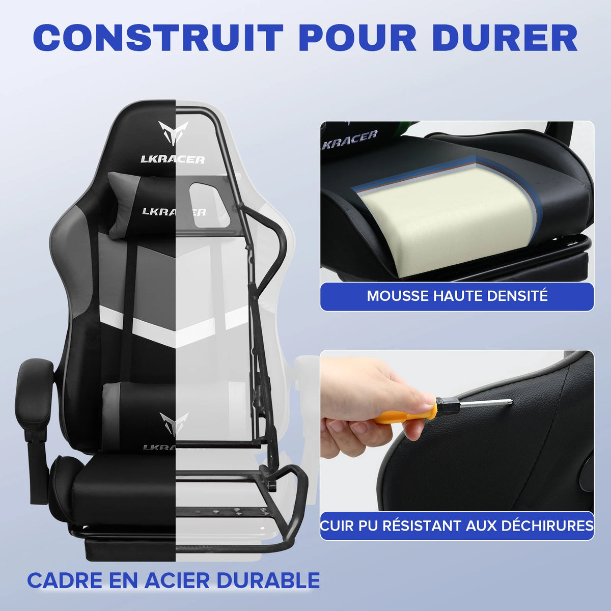LUCKRACER Chaise de Gaming avec Repose-Pieds, 150kg