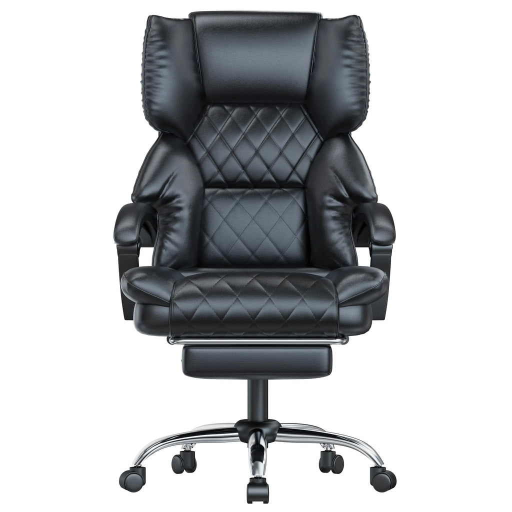 Fauteuil Bureau Ergonomique avec Repose-Pieds, Chaise 150 kg Noir