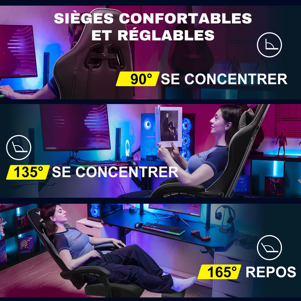 LUCKRACER Chaise de Gaming avec Repose-Pieds, 150kg