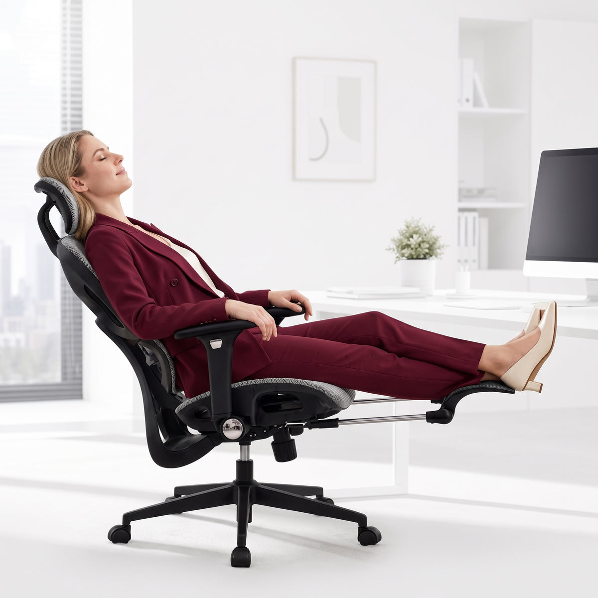 Chaise de Bureau Ergonomique Grand et Haut avec Repose-Pieds