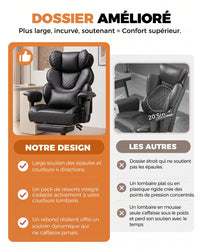 Fauteuil de Bureau Ergonomique Grande Taille, 180kg