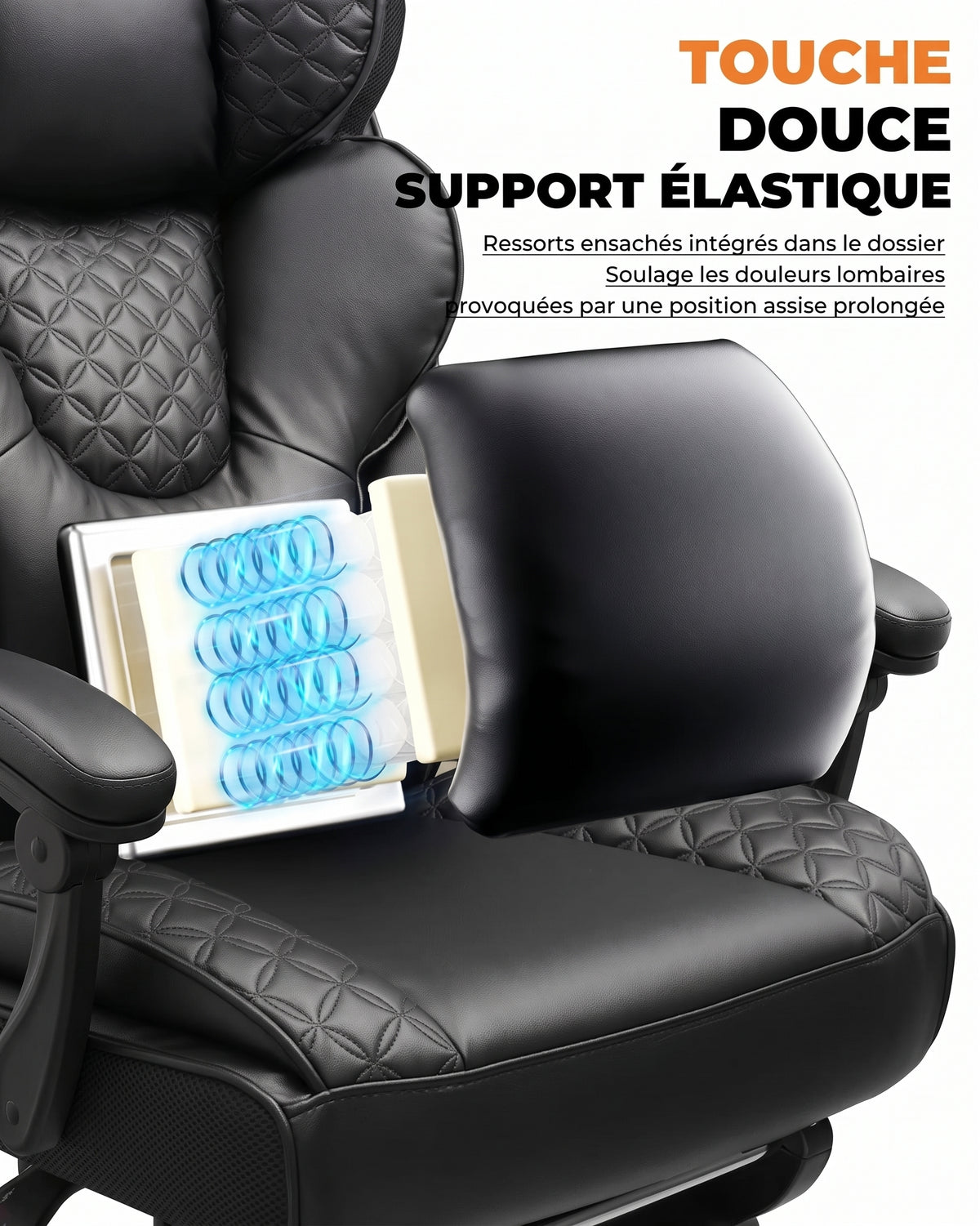 Fauteuil de Bureau Ergonomique Grande Taille, 180kg