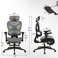 Chaise de Bureau Ergonomique Grand et Haut avec Repose-Pieds
