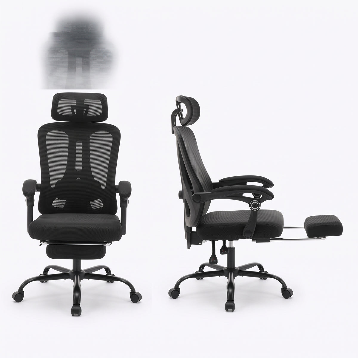 Chaise de Bureau Ergonomique en Maille, Support Lombaire, Noir, Gris & Beige