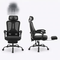 Chaise de Bureau Ergonomique en Maille, Support Lombaire, Noir, Gris & Beige