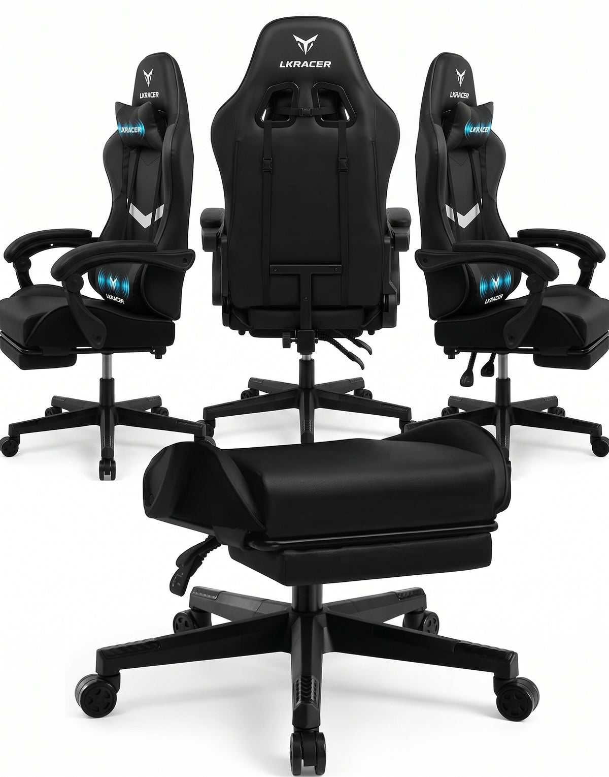 LUCKRACER Chaise de Gaming avec Repose-Pieds, 150kg