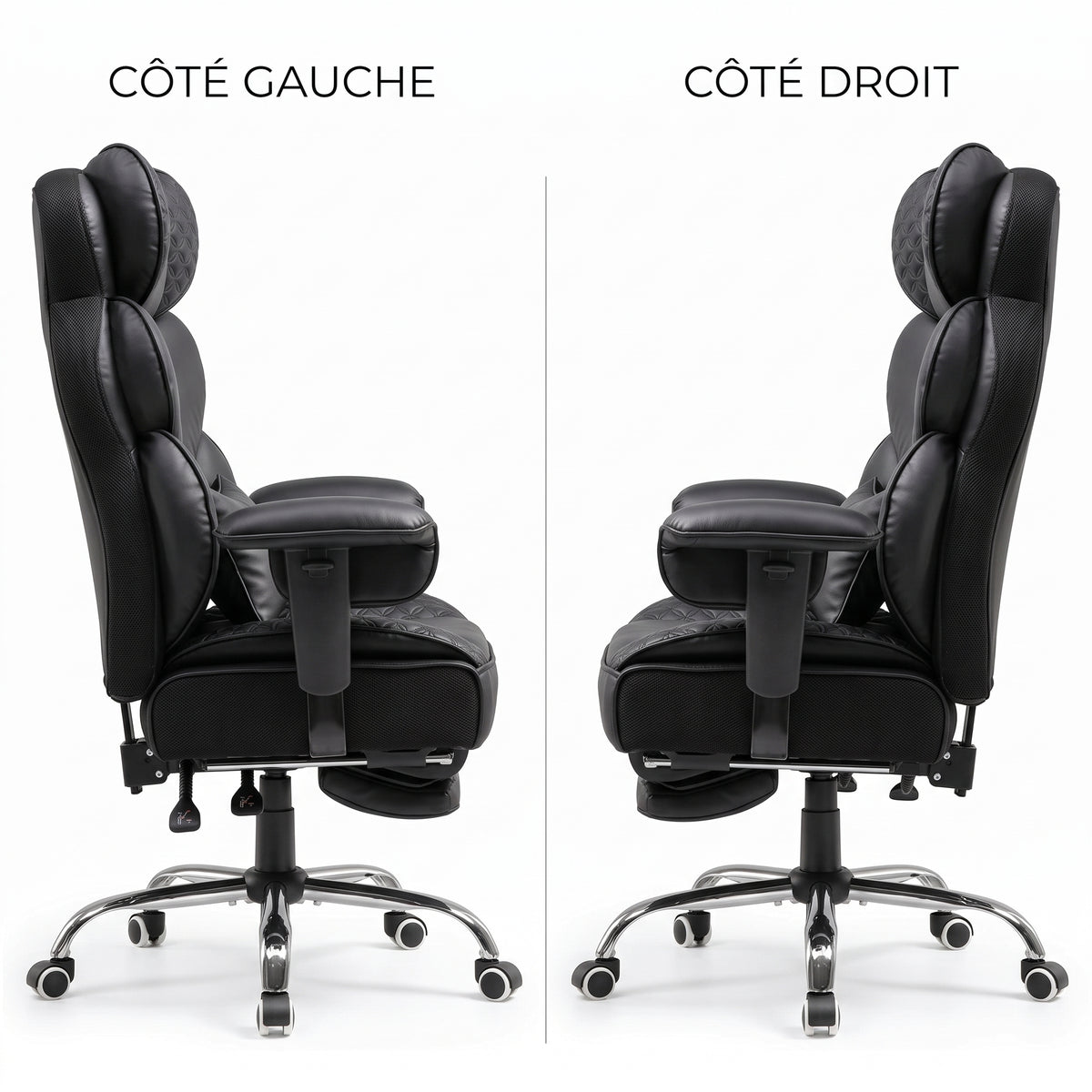 Fauteuil de Bureau Ergonomique Grande Taille, 180kg