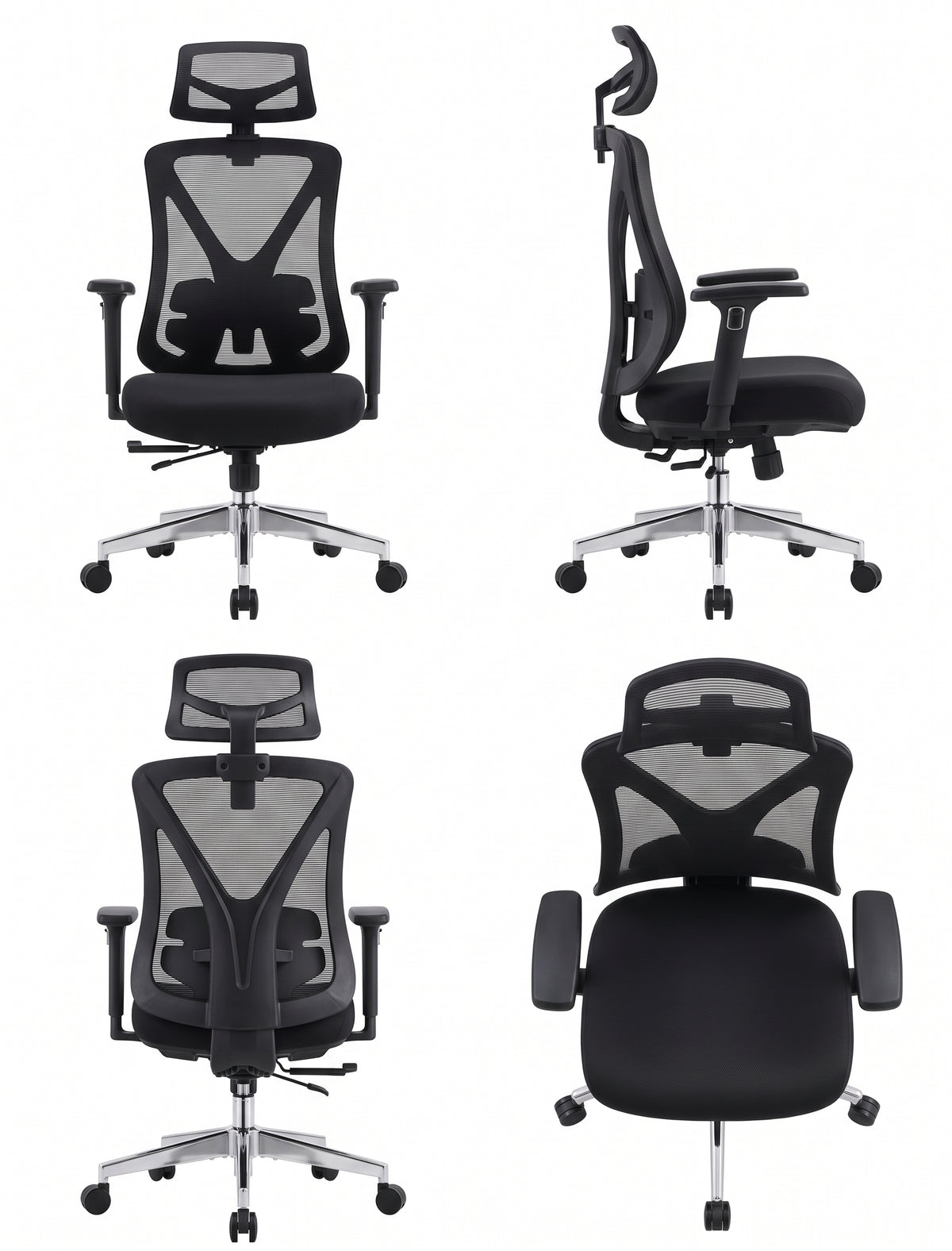 Chaise Ergonomique Bureau, Support lombaire Réglable,  Noir