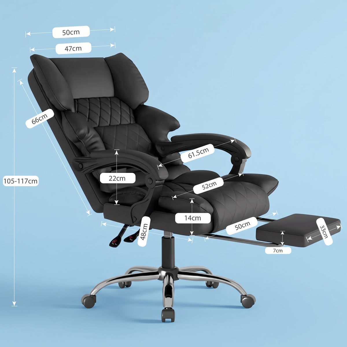 Chaise Bureau Ergonomique avec Repose-Pieds, Chaise 150 kg Noir
