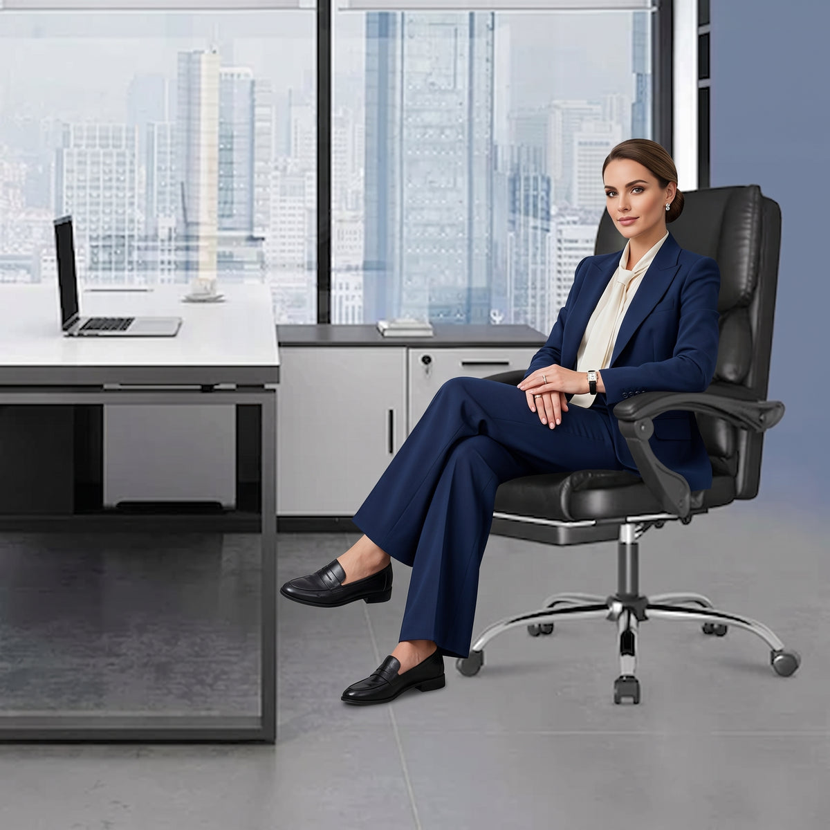 Chaise Bureau Ergonomique avec Repose-Pieds, Chaise 150 kg Noir