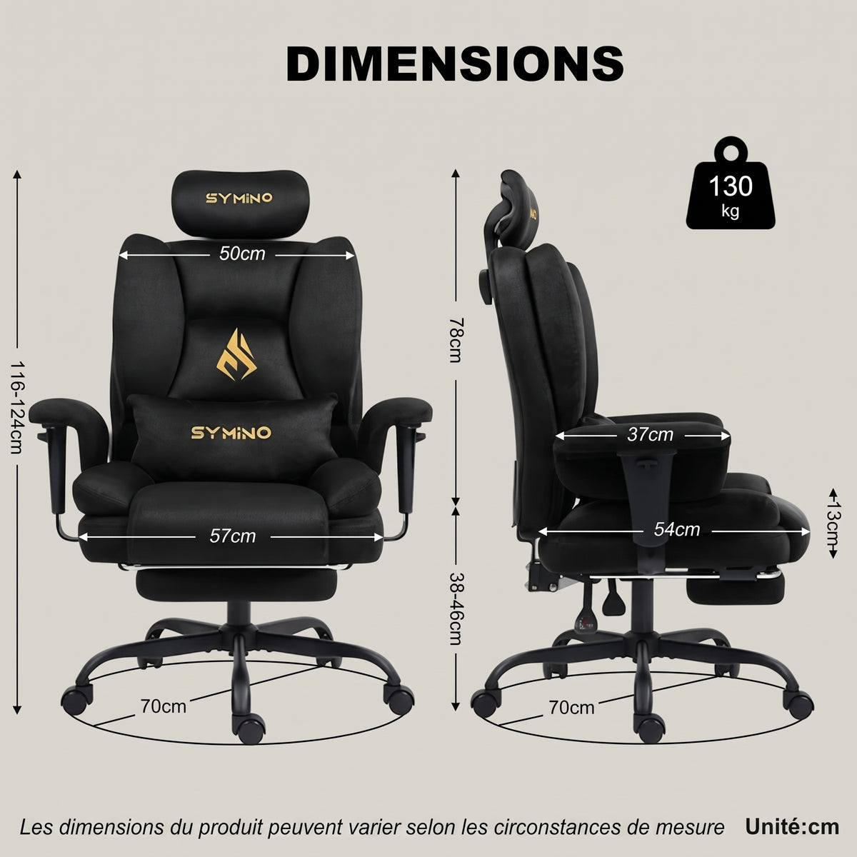 Symino Chaise de Bureau Ergonomique Fauteuil avec Repose-Pieds