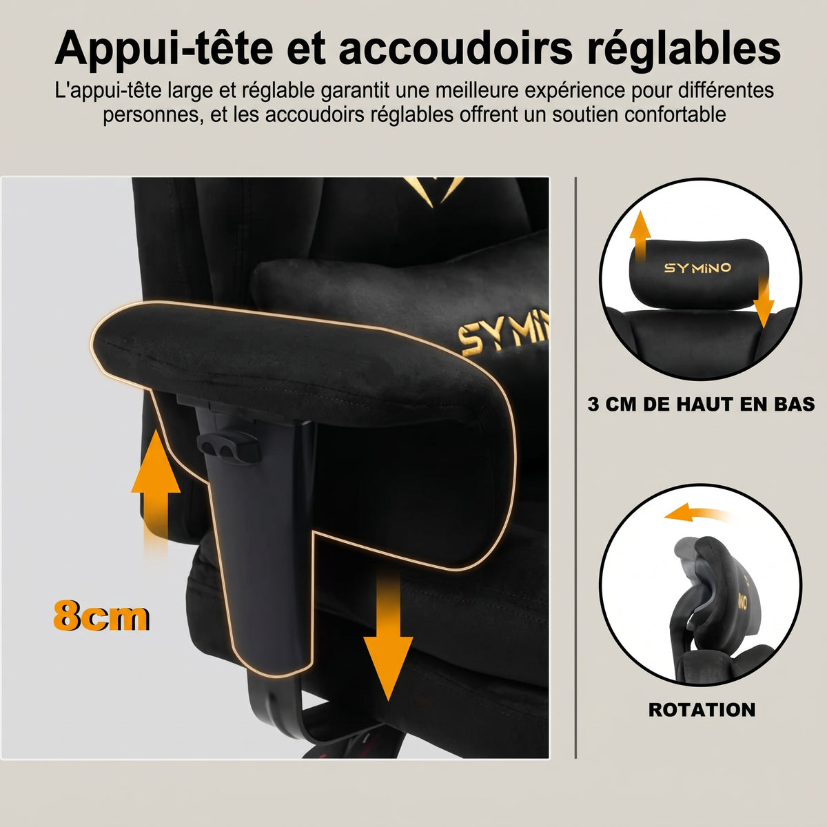 Symino Chaise de Bureau Ergonomique Fauteuil avec Repose-Pieds