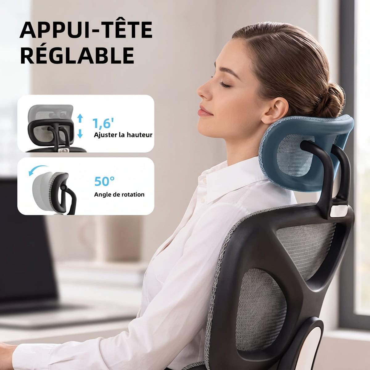 Chaise de Bureau Ergonomique Grand et Haut avec Repose-Pieds