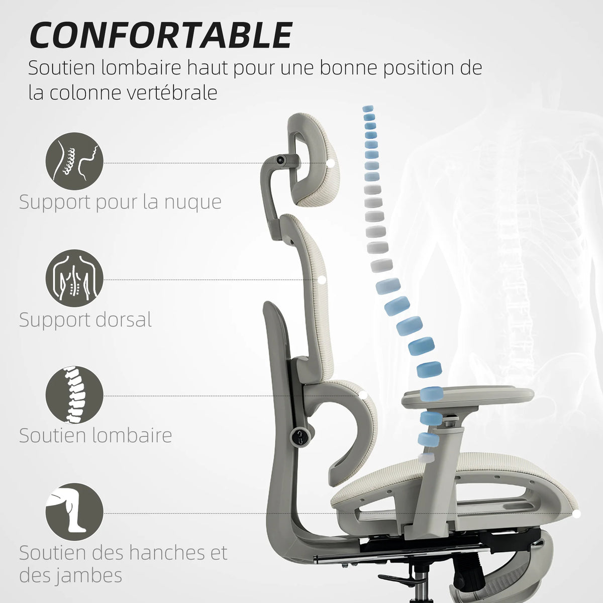 Ergo Chaise de Bureau Ergonomique en Maille