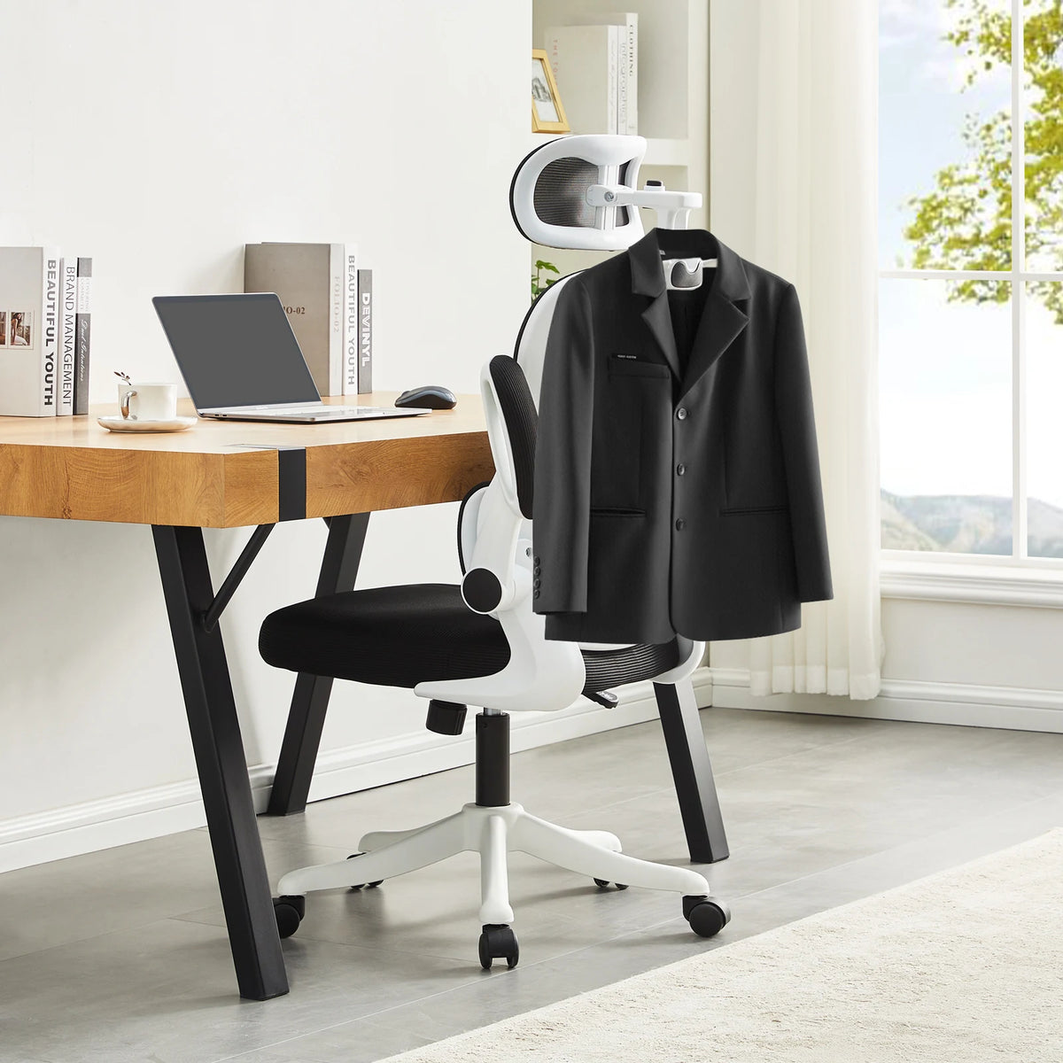 Ergo Chaise Ergonomique Bureau, Support Lombaire Réglables, Noir & Blanc
