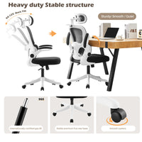 Ergo Chaise Ergonomique Bureau, Support Lombaire Réglables, Noir & Blanc