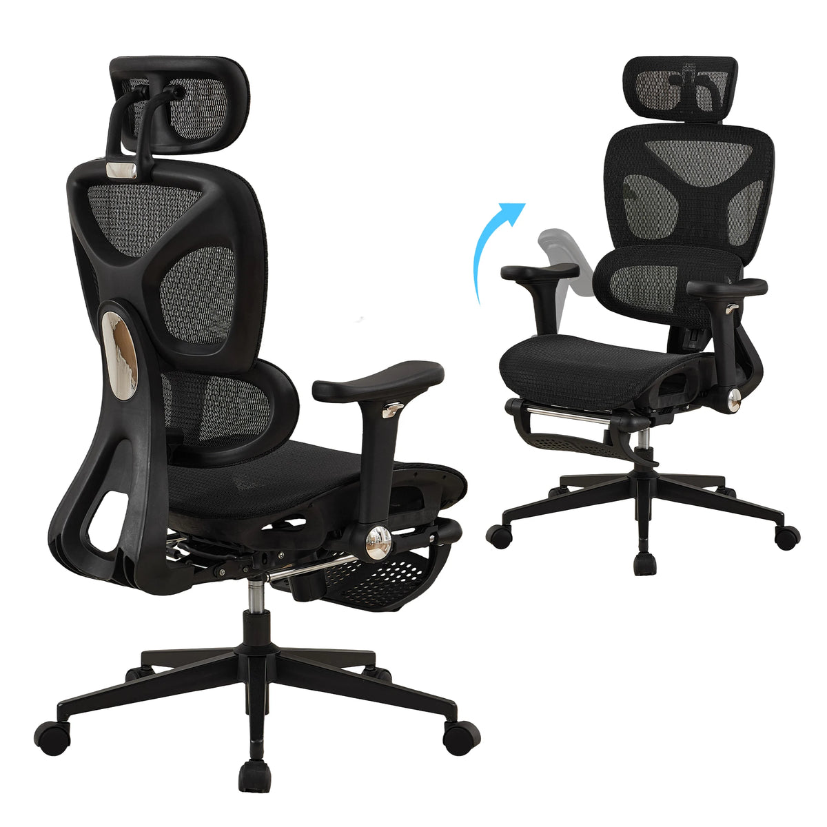 Chaise de Bureau Ergonomique Grand et Haut avec Repose-Pieds